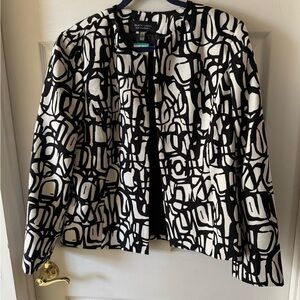 Evan Picone Black and White Abstract Pattern Jacket